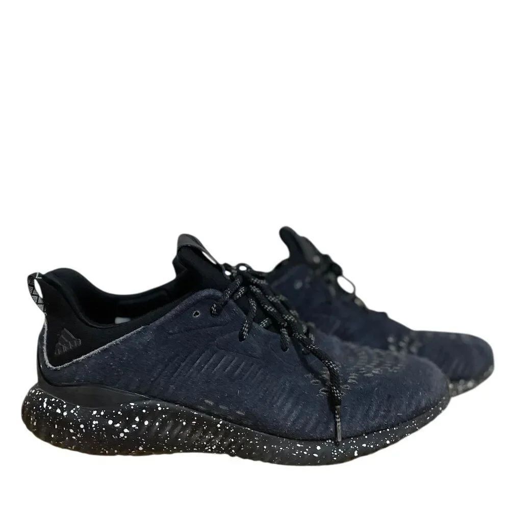 Adidas AlphaBounce Core Black Speckle Suede Athletic Sneakers Men's Sz 12